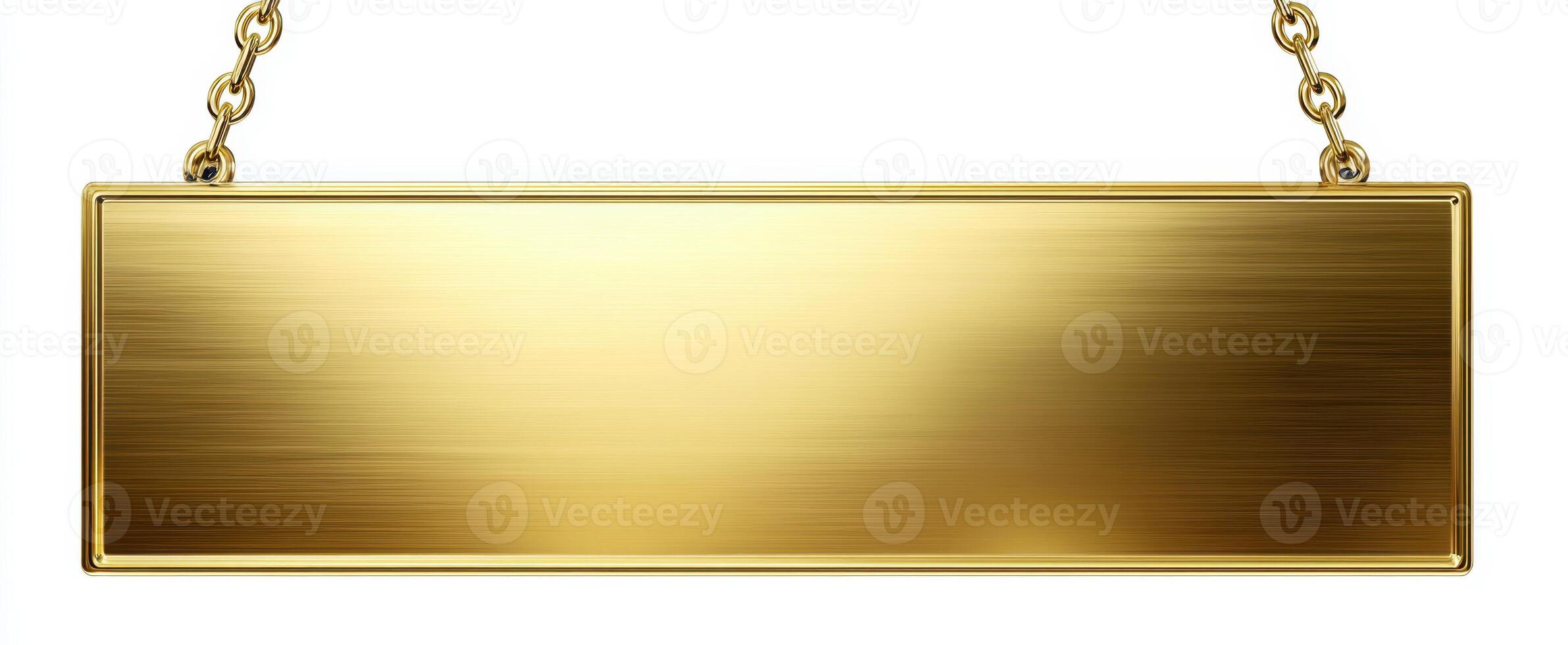 The gold blank sign with chains for elegant branding and advertising opportunities. photo