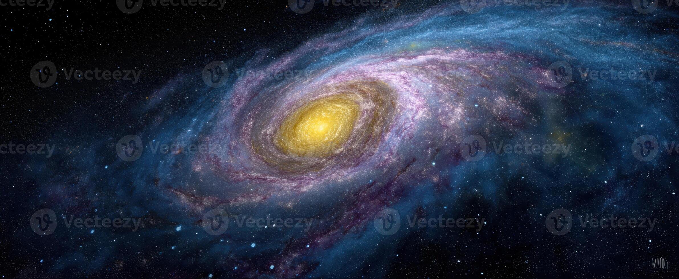 The beautiful spiral galaxy glowing in the vastness of the universe. photo