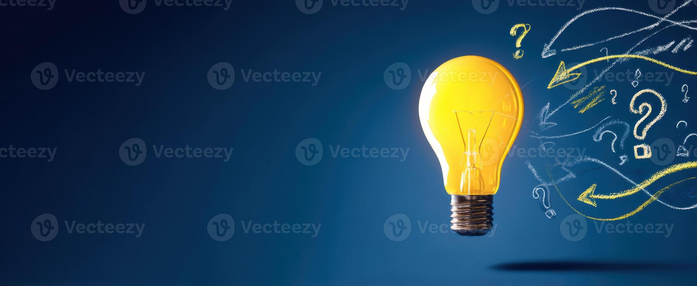 The Bright Lightbulb Representing Ideas and Creative Solutions Emerging from Questions photo
