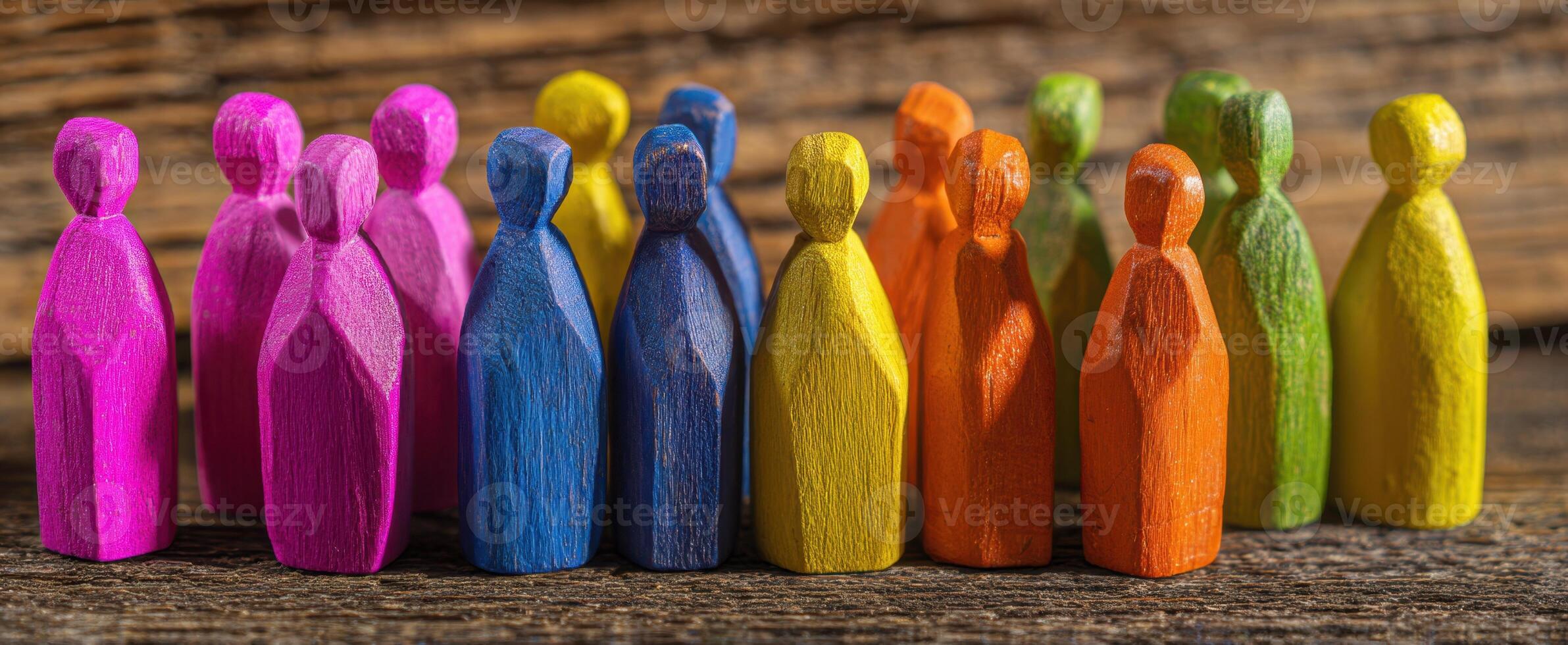 The colorful figures representing unity and diversity in a close-knit community. photo