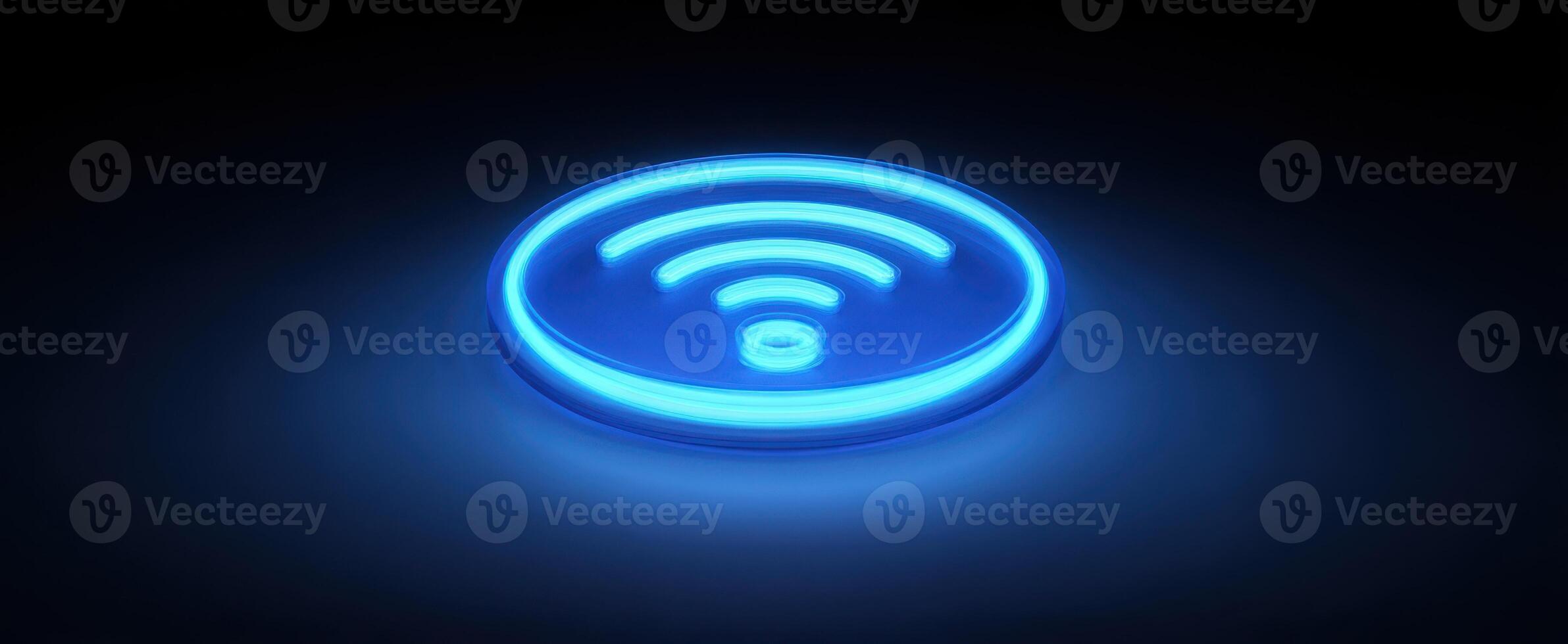 The glowing blue WiFi symbol representing modern wireless connectivity and technology. photo