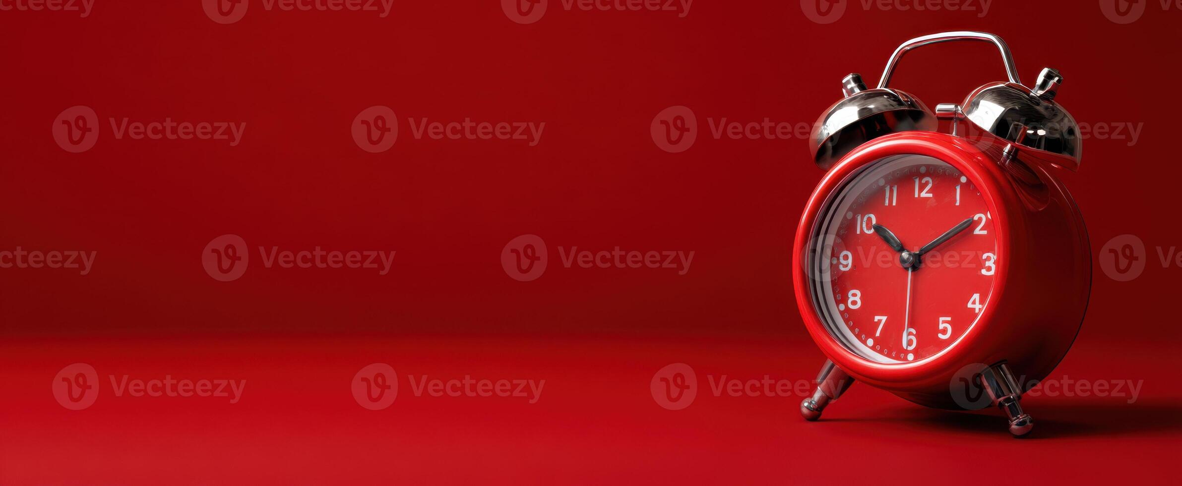 The vibrant red alarm clock symbolizing urgency and time management. photo