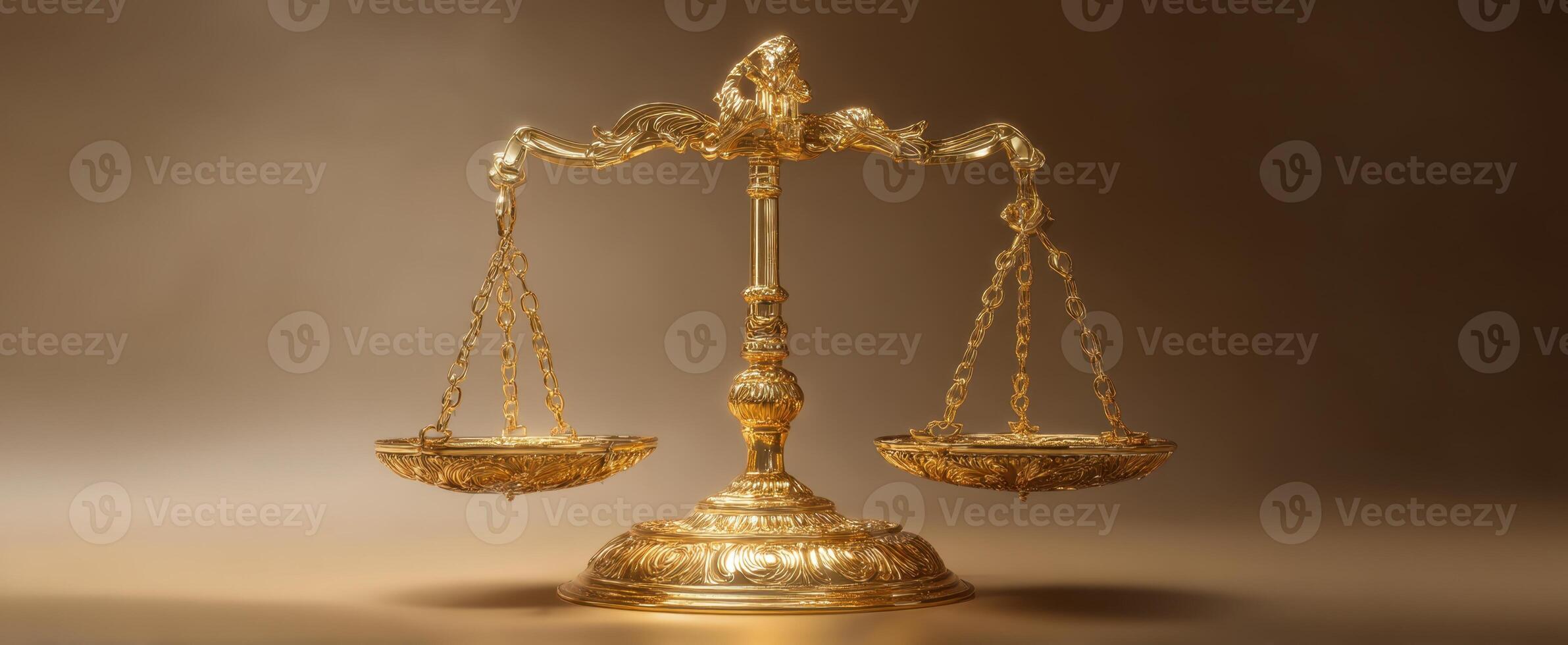 The Elegant Golden Scales of Justice Displayed Against a Soft Background photo