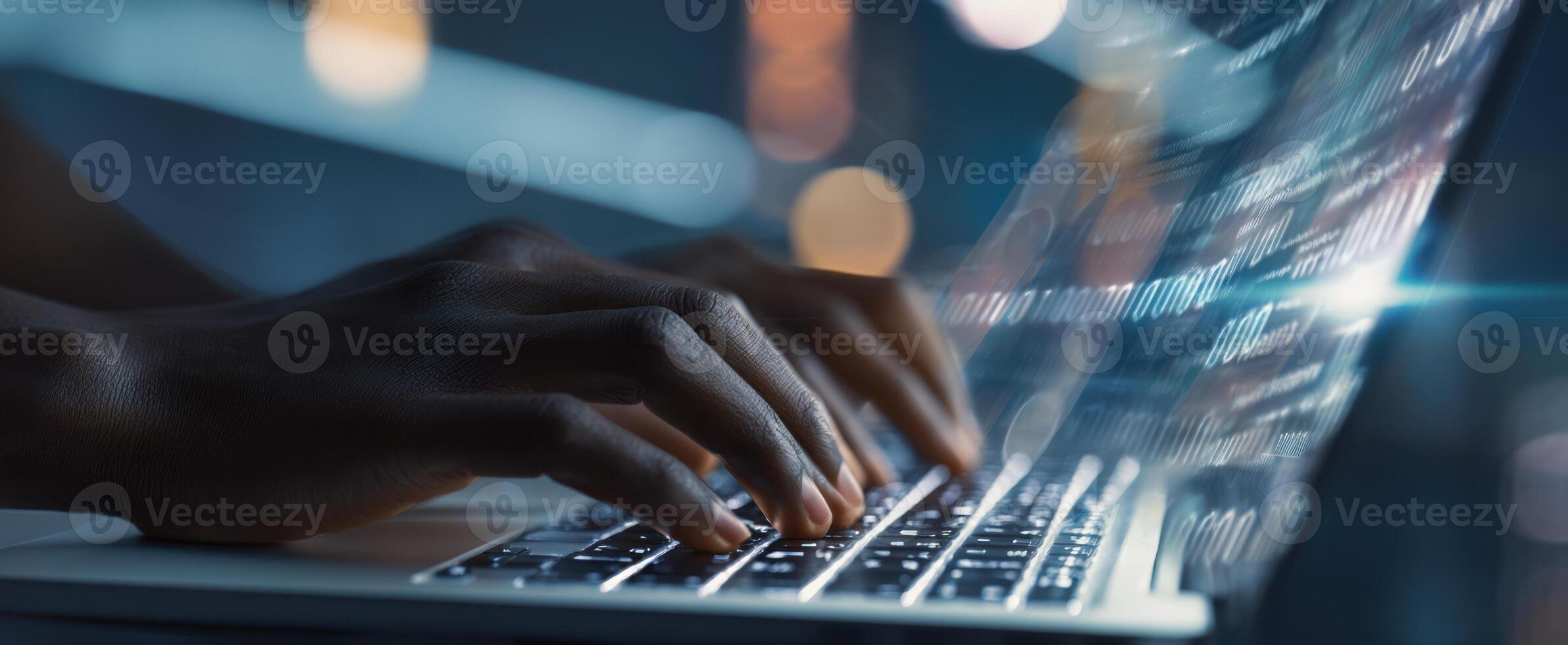 The Hands of a Programmer Working on a Laptop During a Night Session photo