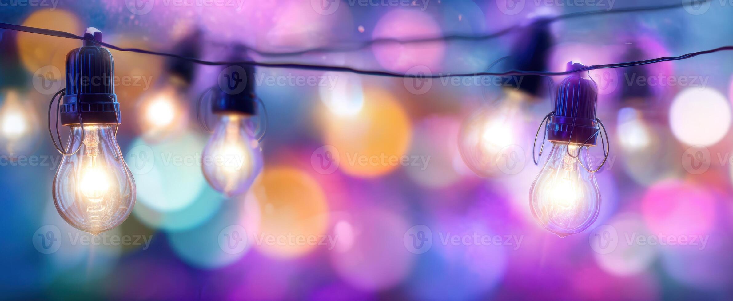 The glowing lights creating a magical bokeh background for festive events. photo