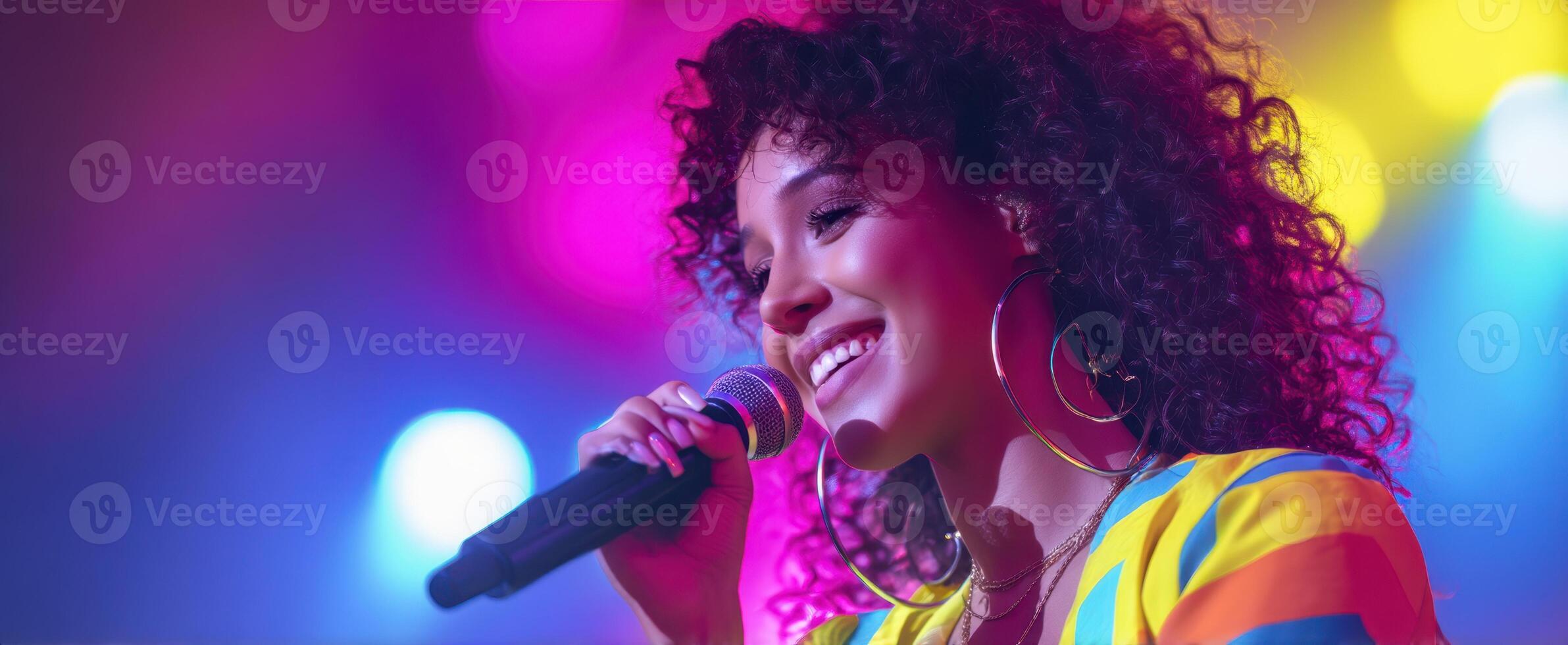 The singer captivating the audience with her vibrant performance on stage photo