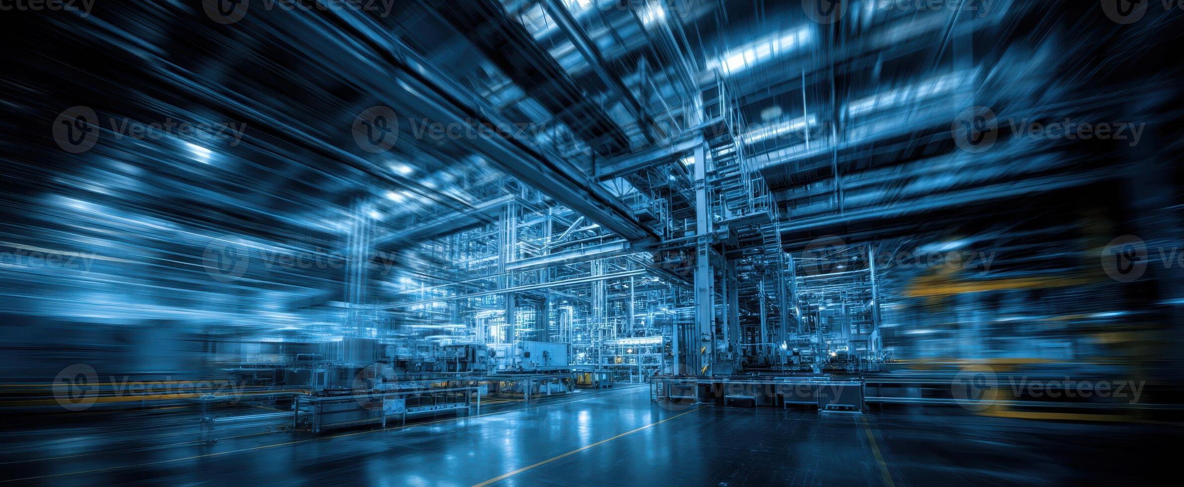 The industrial factory interior showcasing advanced machinery and automation technology. photo