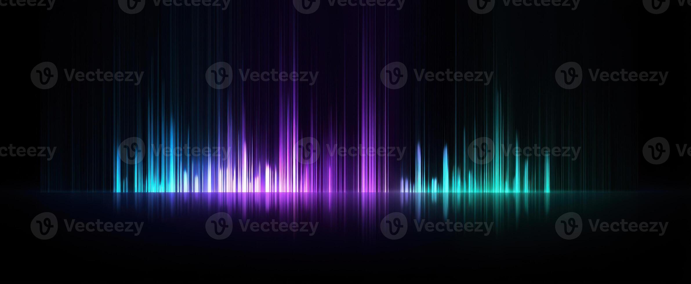 The captivating sound wave visualization in vibrant neon colors against a dark background. photo
