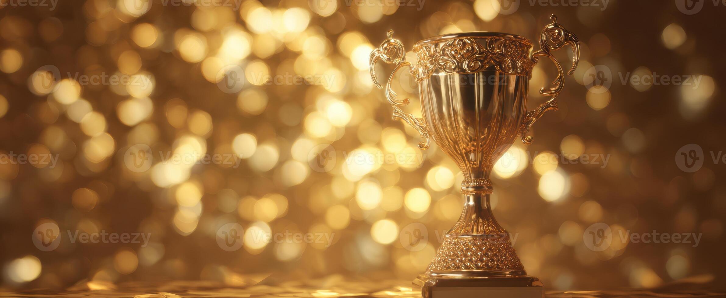 The shining trophy symbolizing victory and achievement in a celebratory atmosphere. photo
