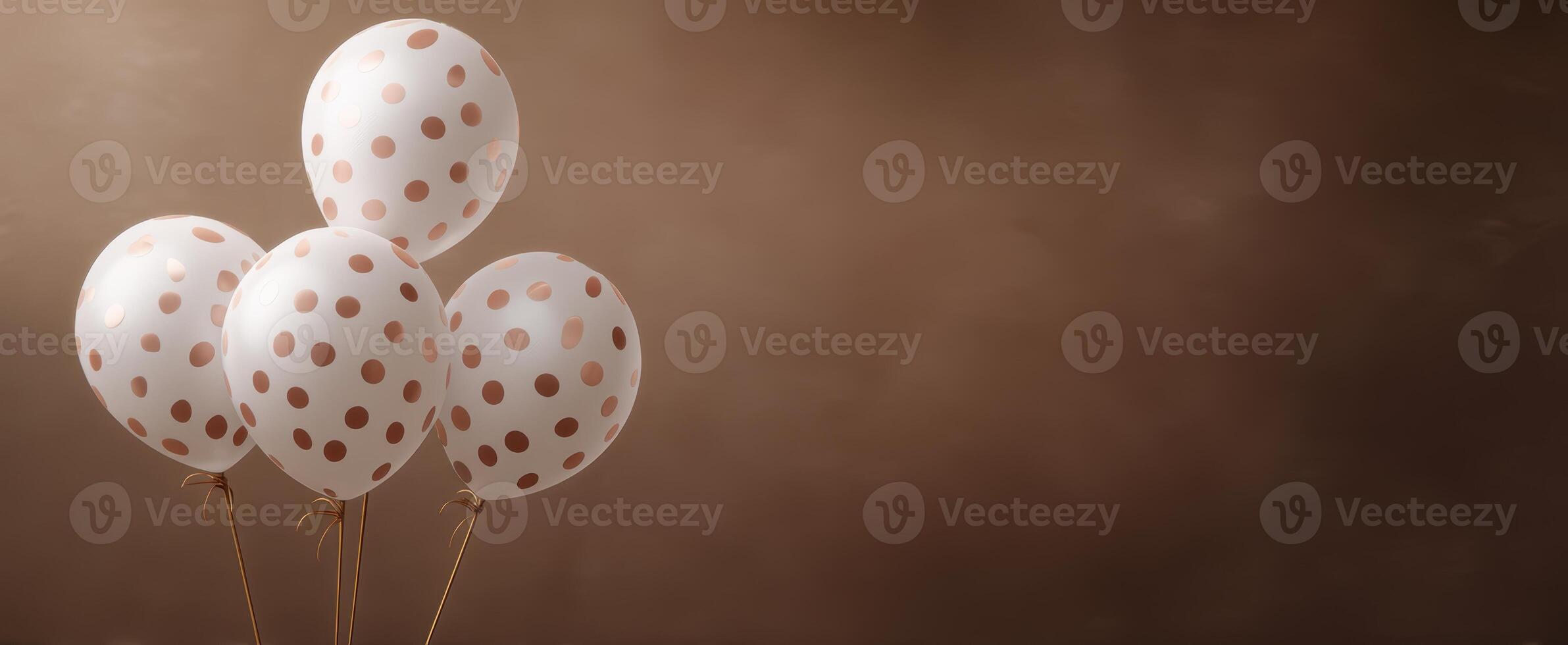 The Cheerful Balloons with Polka Dots against a Brown Background photo