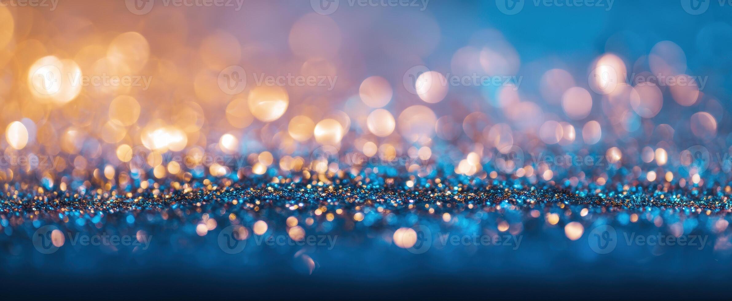 The mesmerizing sparkle of glittering lights in a colorful blurred background. photo