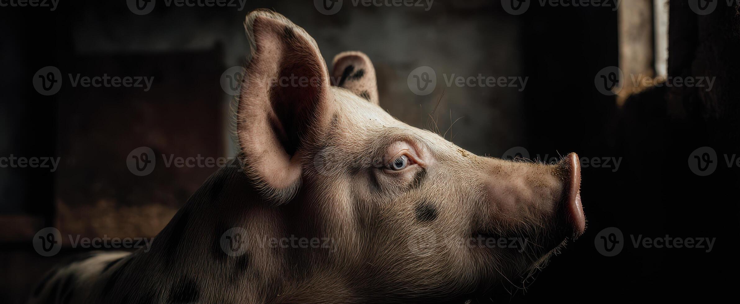 The Portrait of a Curious Pig in Soft Natural Light photo