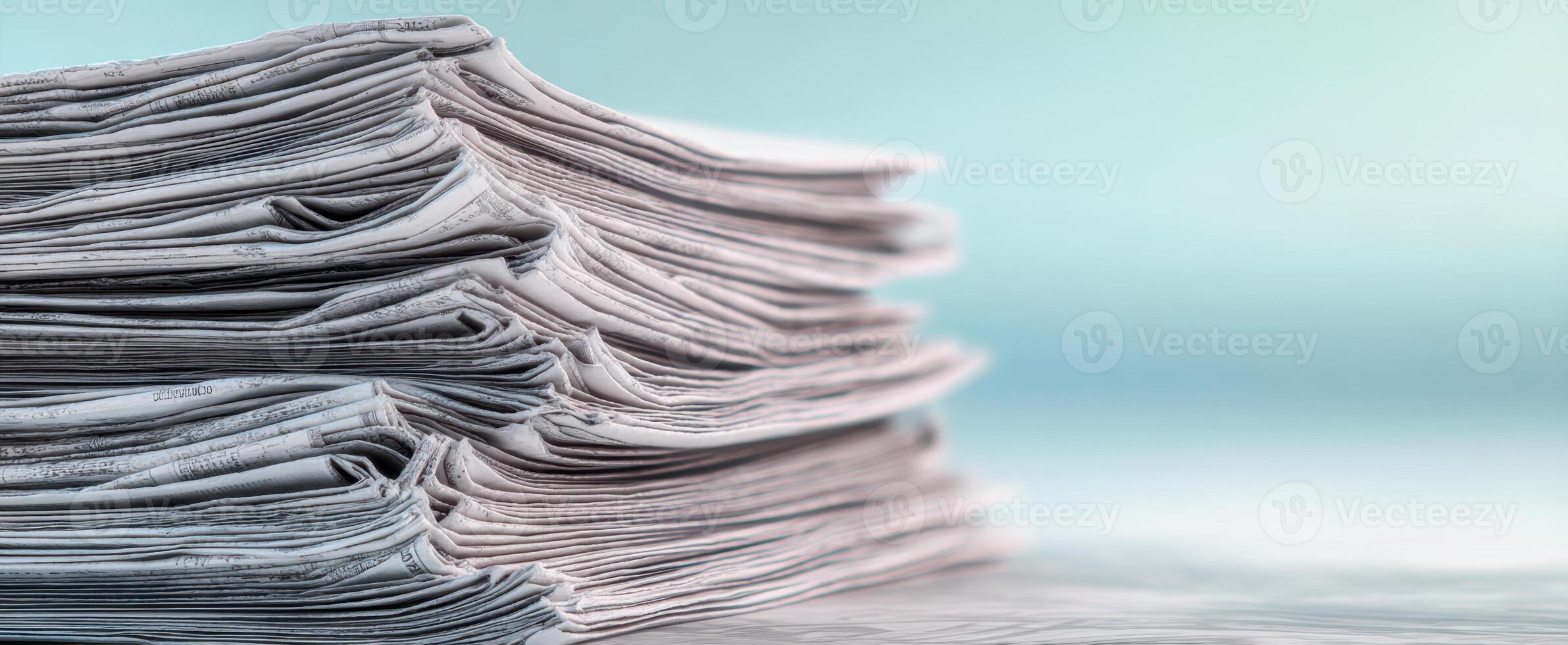 The stacked papers creating a tidy and organized workspace appearance. photo