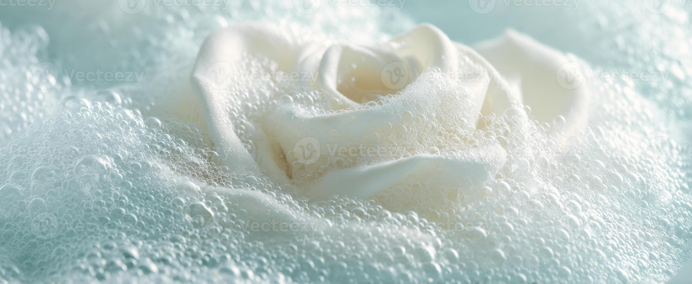 The White Rose Surrounded by Bubbles in a Tranquil Setting. photo