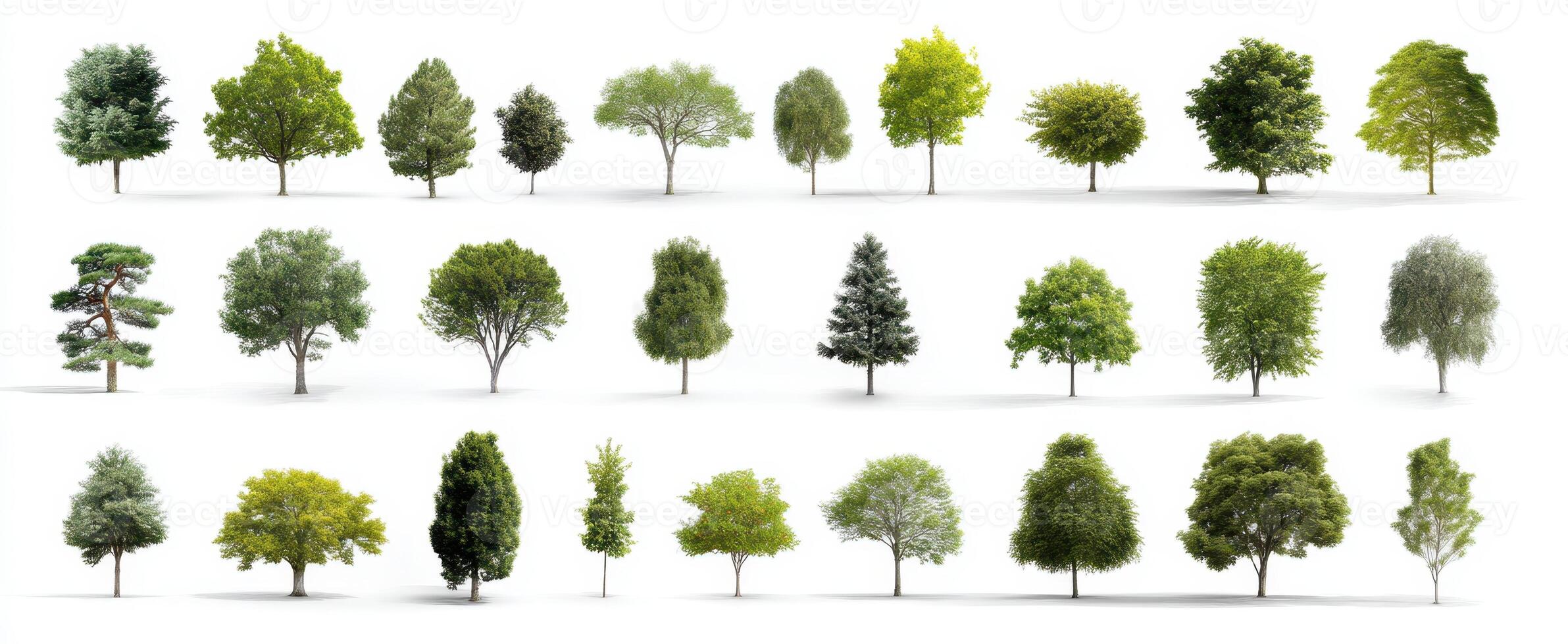 The diverse collection of trees showcasing various leaf shapes and colors. photo