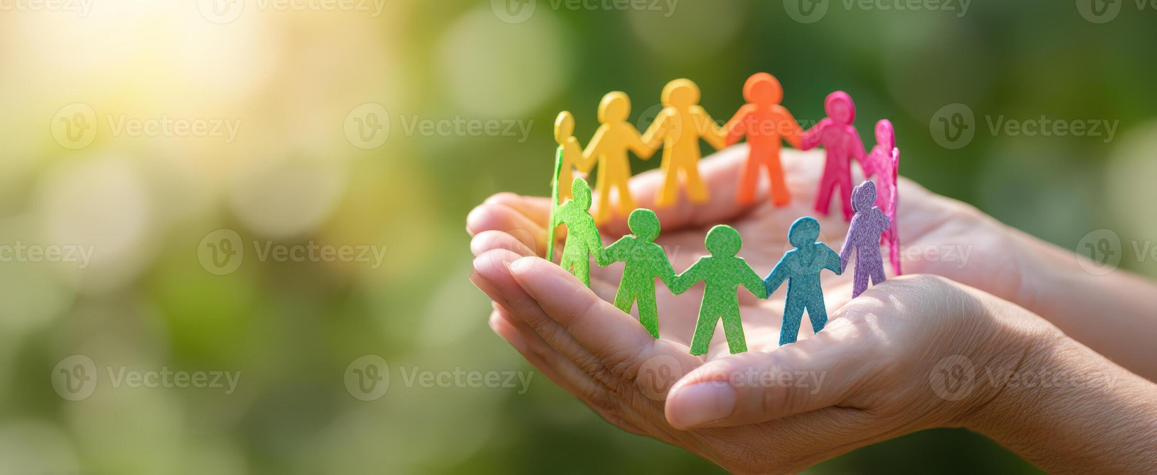 The colorful paper figures symbolizing unity and collaboration in a supportive community photo