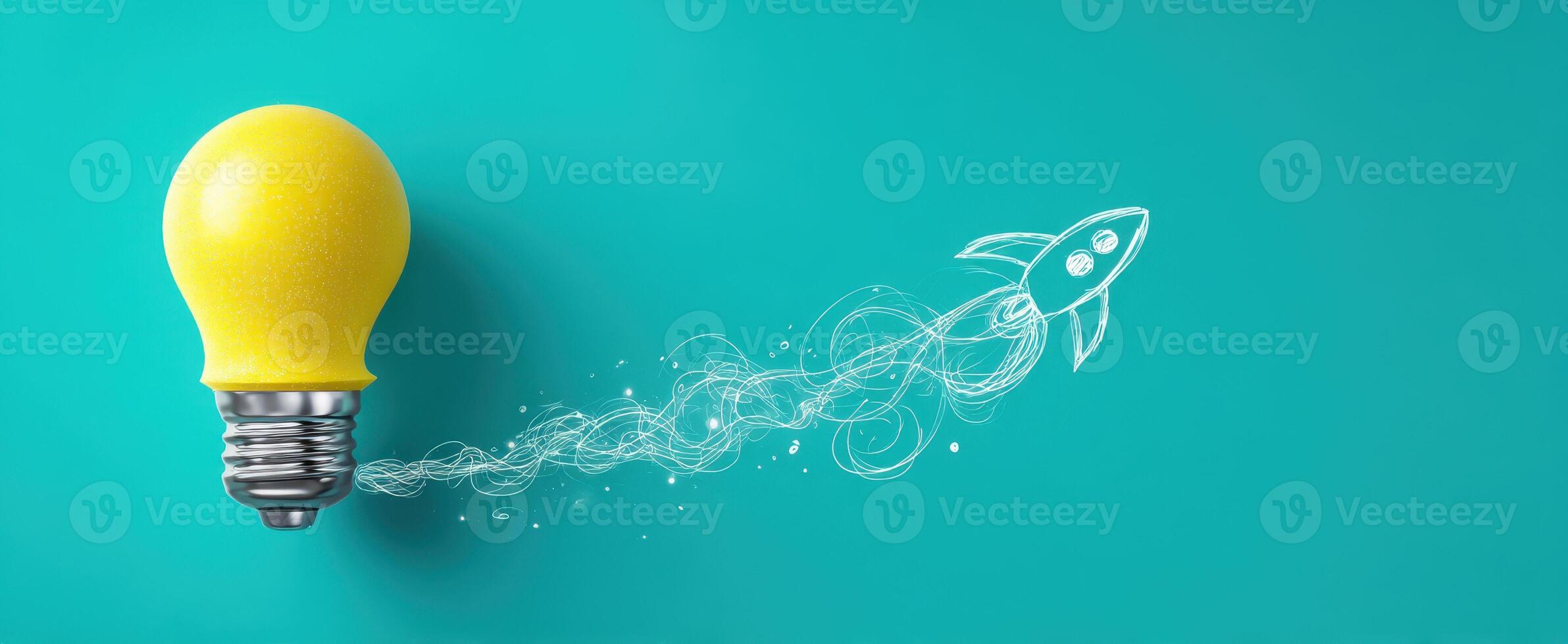 The Lightbulb Launching Ideas with a Rocket Motif for Innovation photo