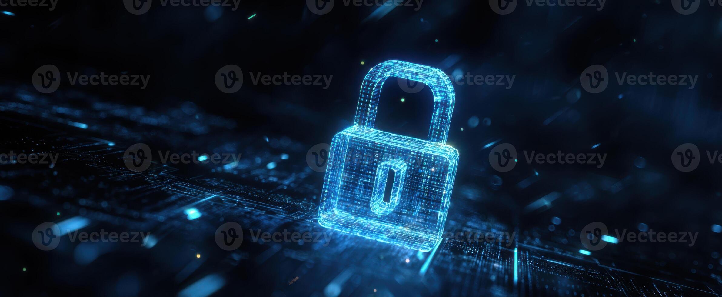 The digital lock symbolizing advanced security in the cyber world. photo