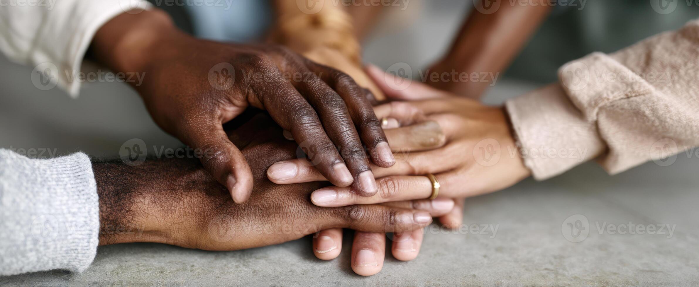 The Hands of Unity Coming Together in a Circle of Support and Friendship. photo