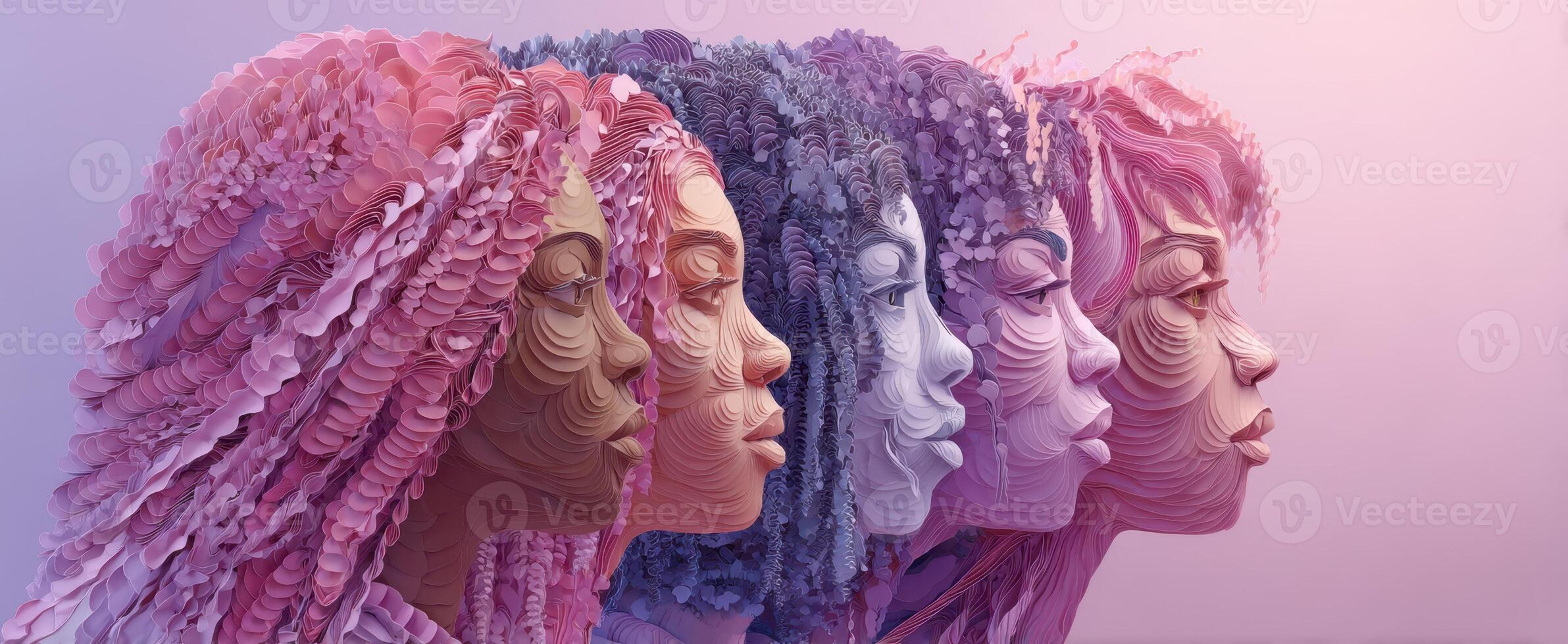 The stunning representation of women showcasing diversity and artistic expression through color. photo