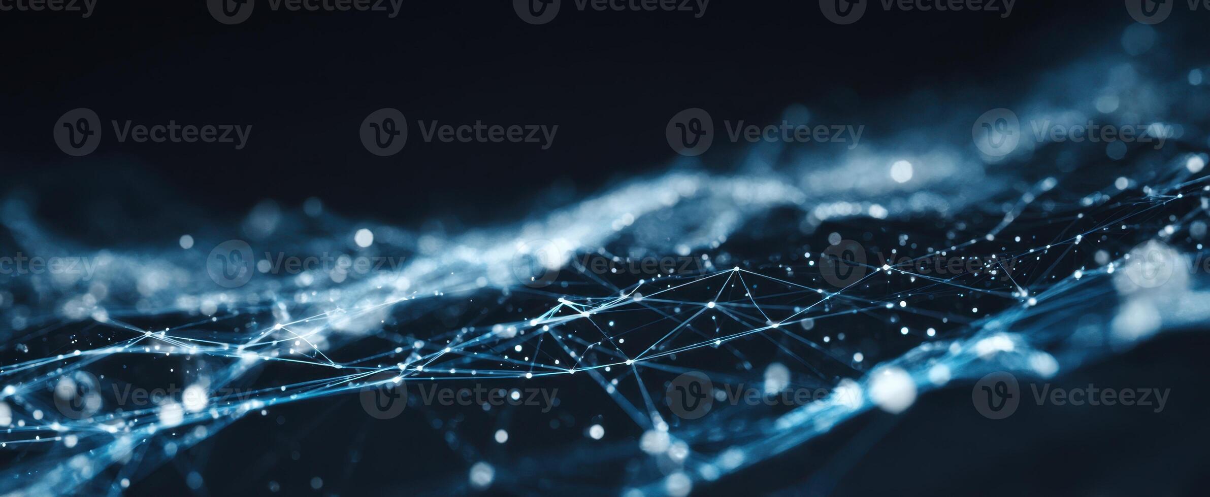 The Digital Landscape Featuring Glowing Connections and Abstract Patterns in Blue photo