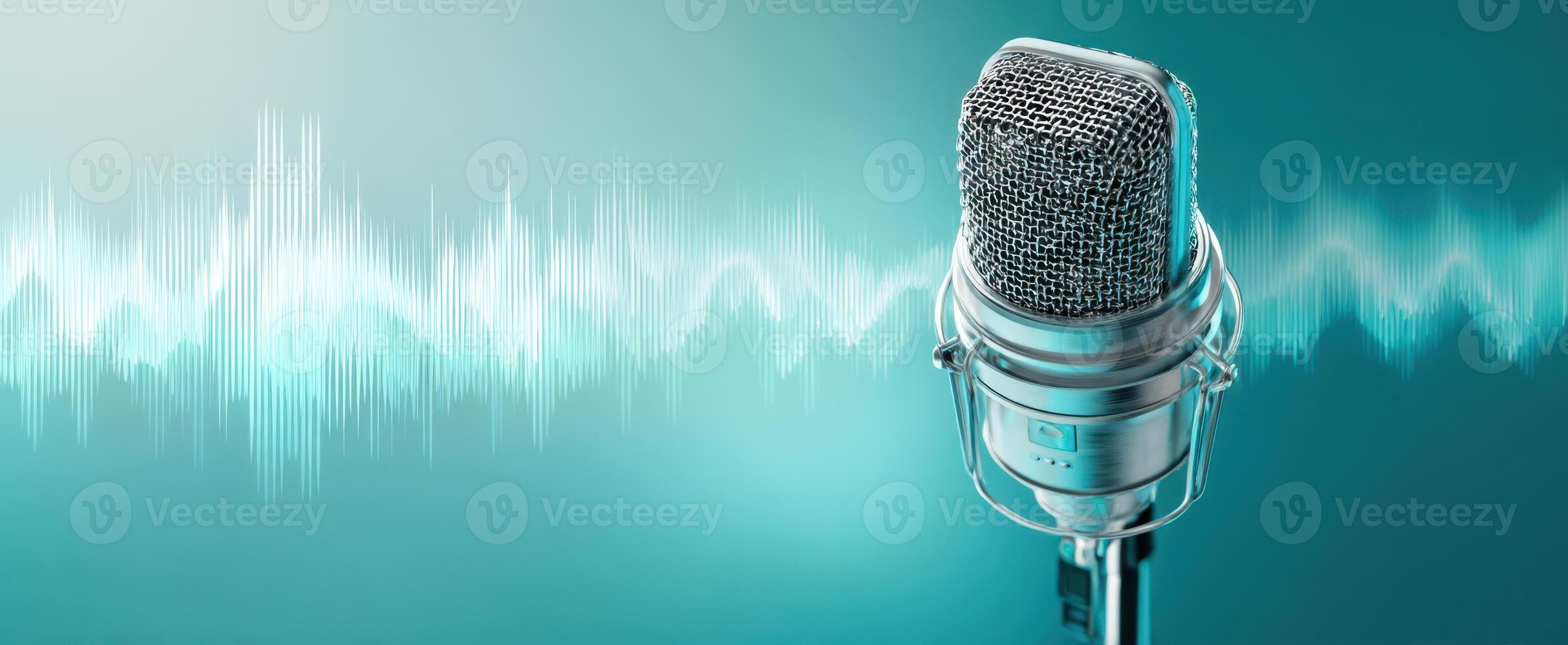 The microphone capturing sound waves in a stylish audio setup photo