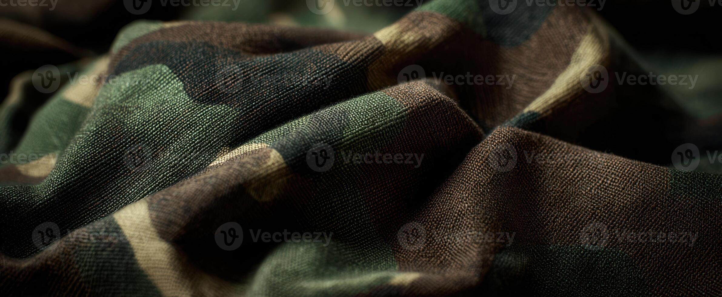 The intricate texture of camouflage fabric in natural lighting. photo