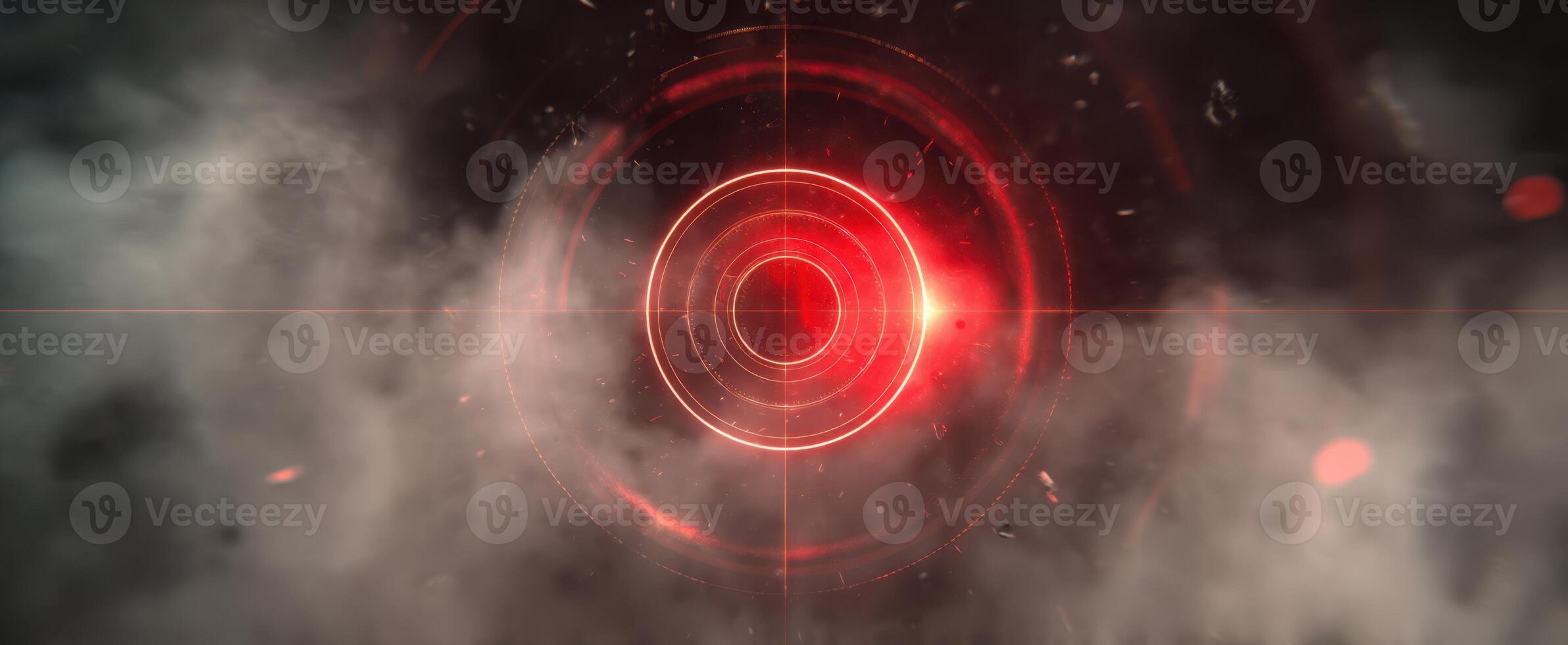 The Red Circular Target Illuminated in a Smoky Digital Atmosphere photo