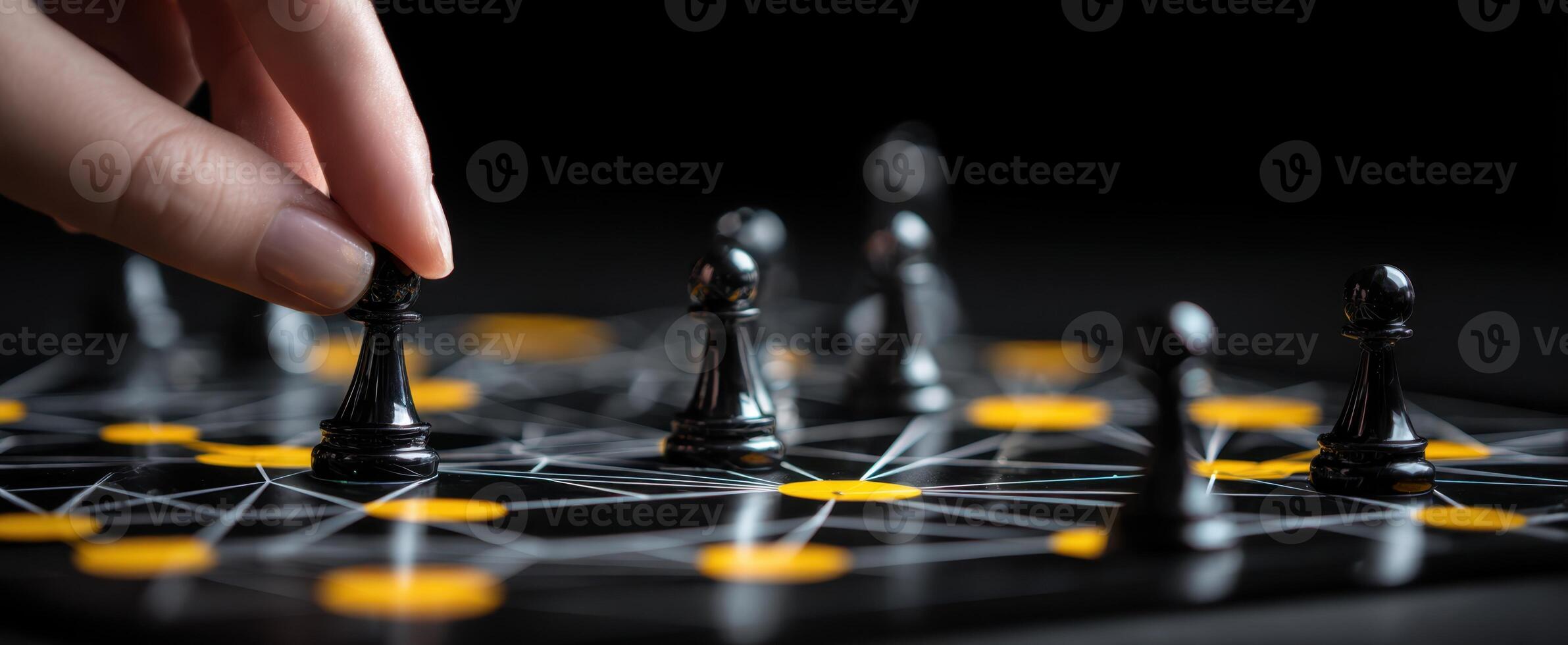 The strategic move of a black pawn on the chessboard during a game. photo
