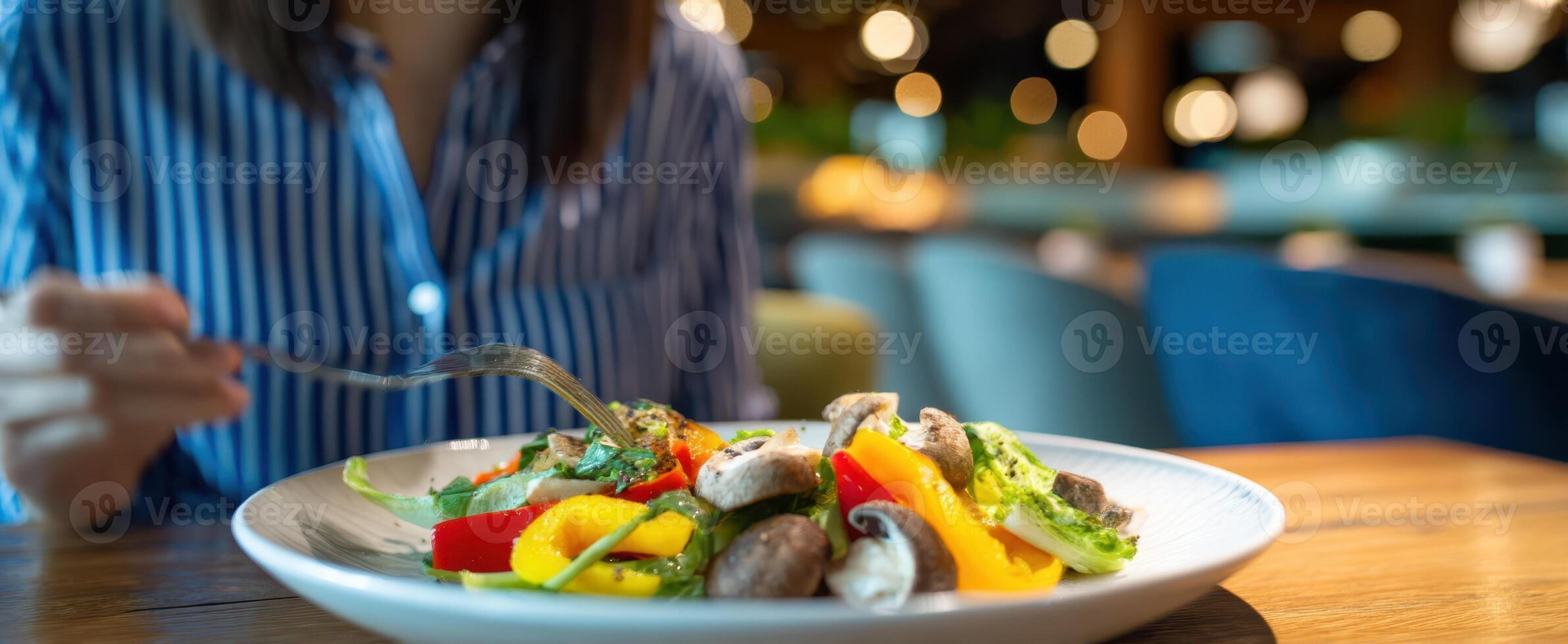 The Vibrant Salad Served in a Trendy Restaurant Setting photo