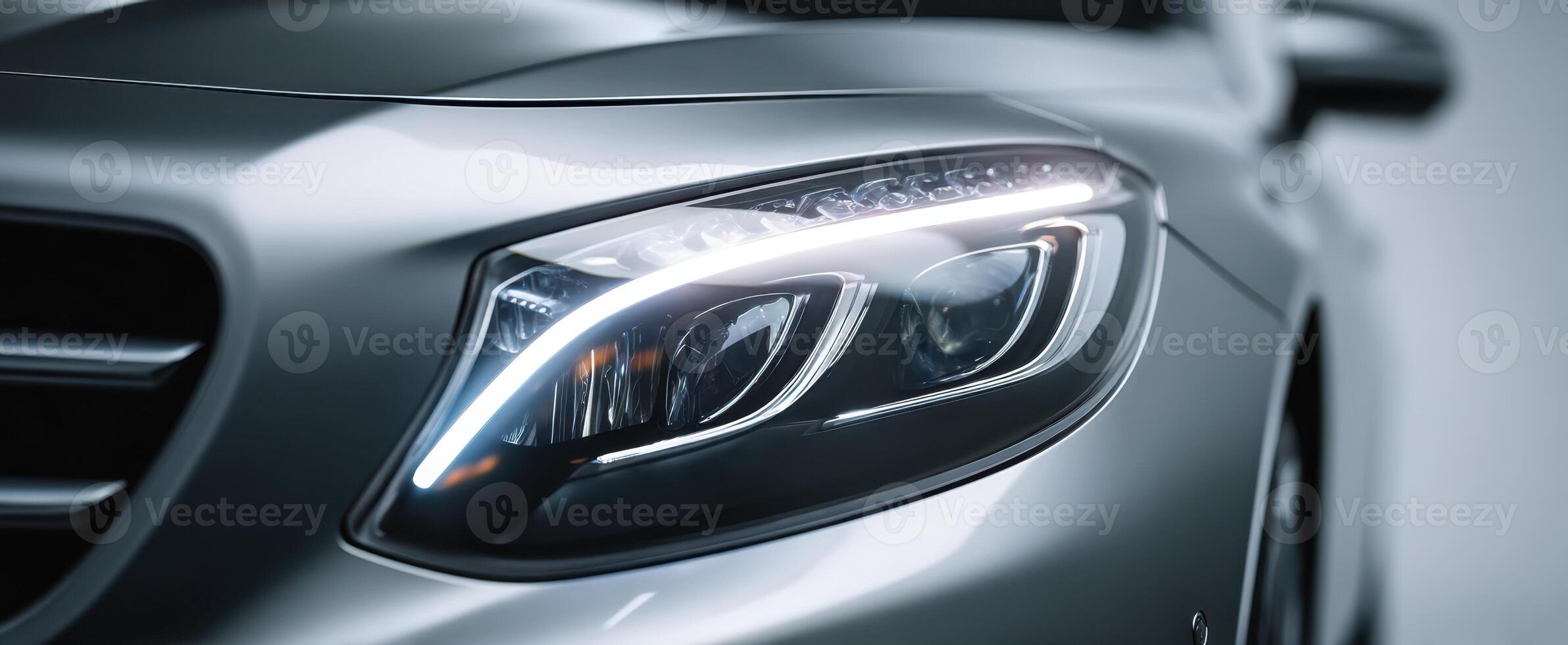 The sleek luxury car showcasing advanced LED headlights and refined design. photo