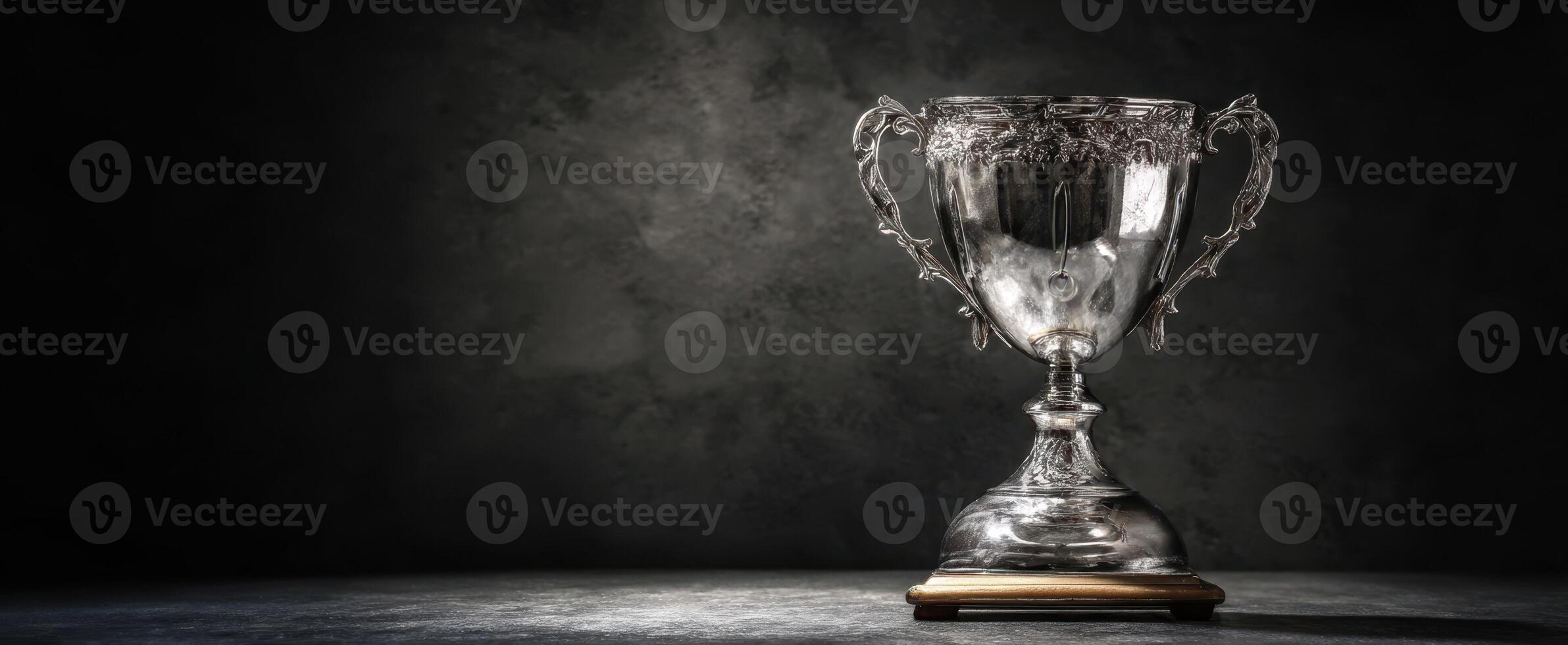 The Silver Trophy Symbolizing Achievement and Success in a Dark Atmosphere photo