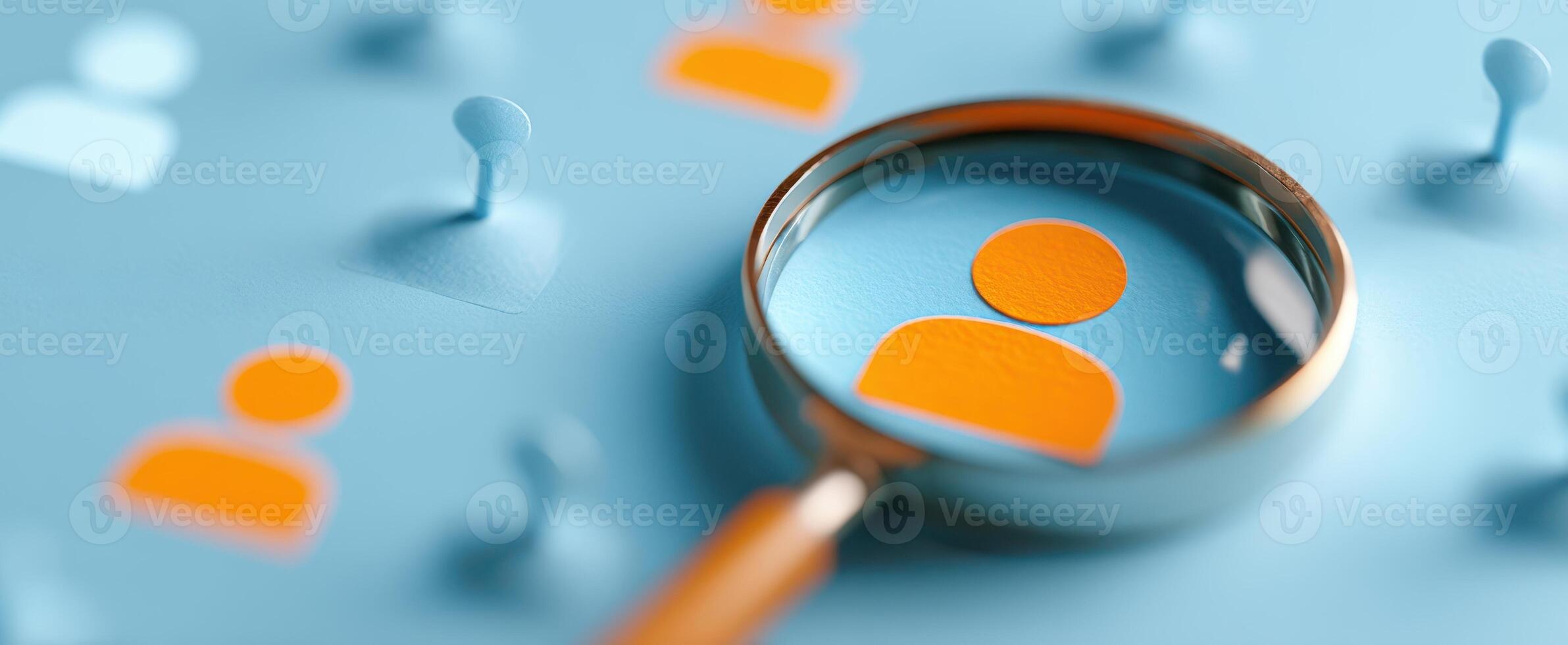 The magnifying glass highlighting a unique profile in a digital landscape. photo