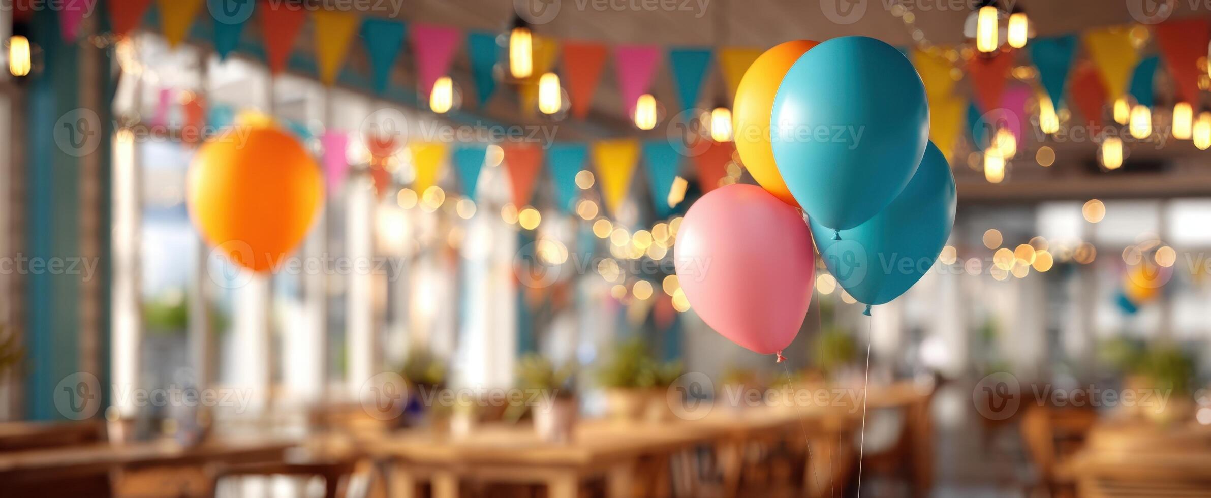 The colorful balloons creating a festive atmosphere for a joyful celebration. photo