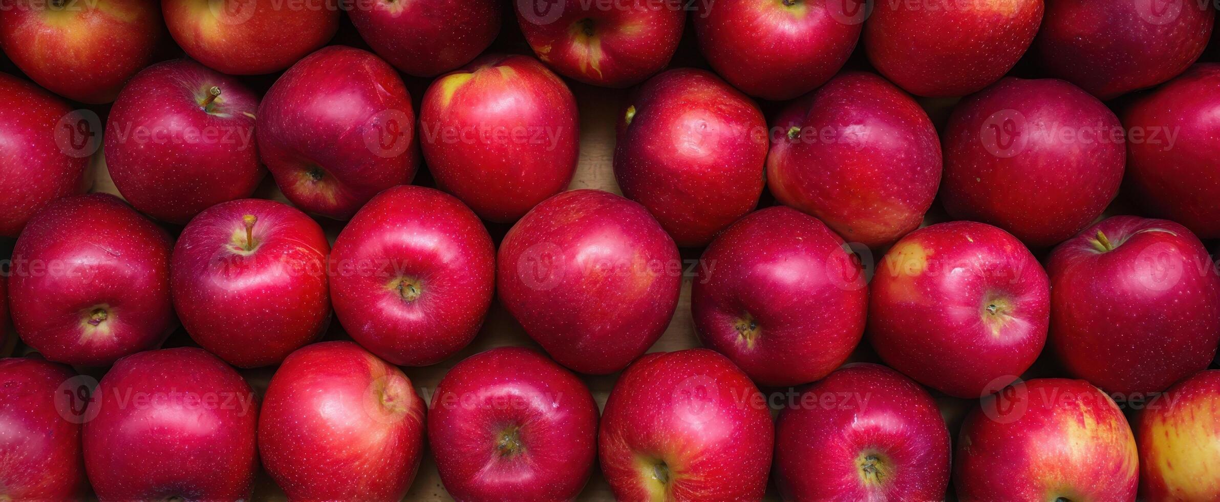 The vibrant display of fresh red apples harvested from the orchard. photo