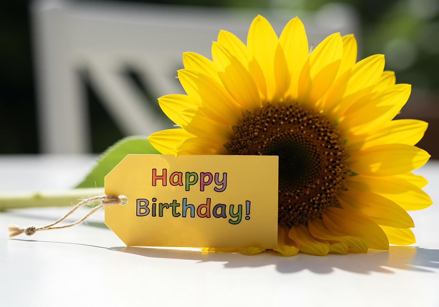 Sunflower with Birthday Tag photo