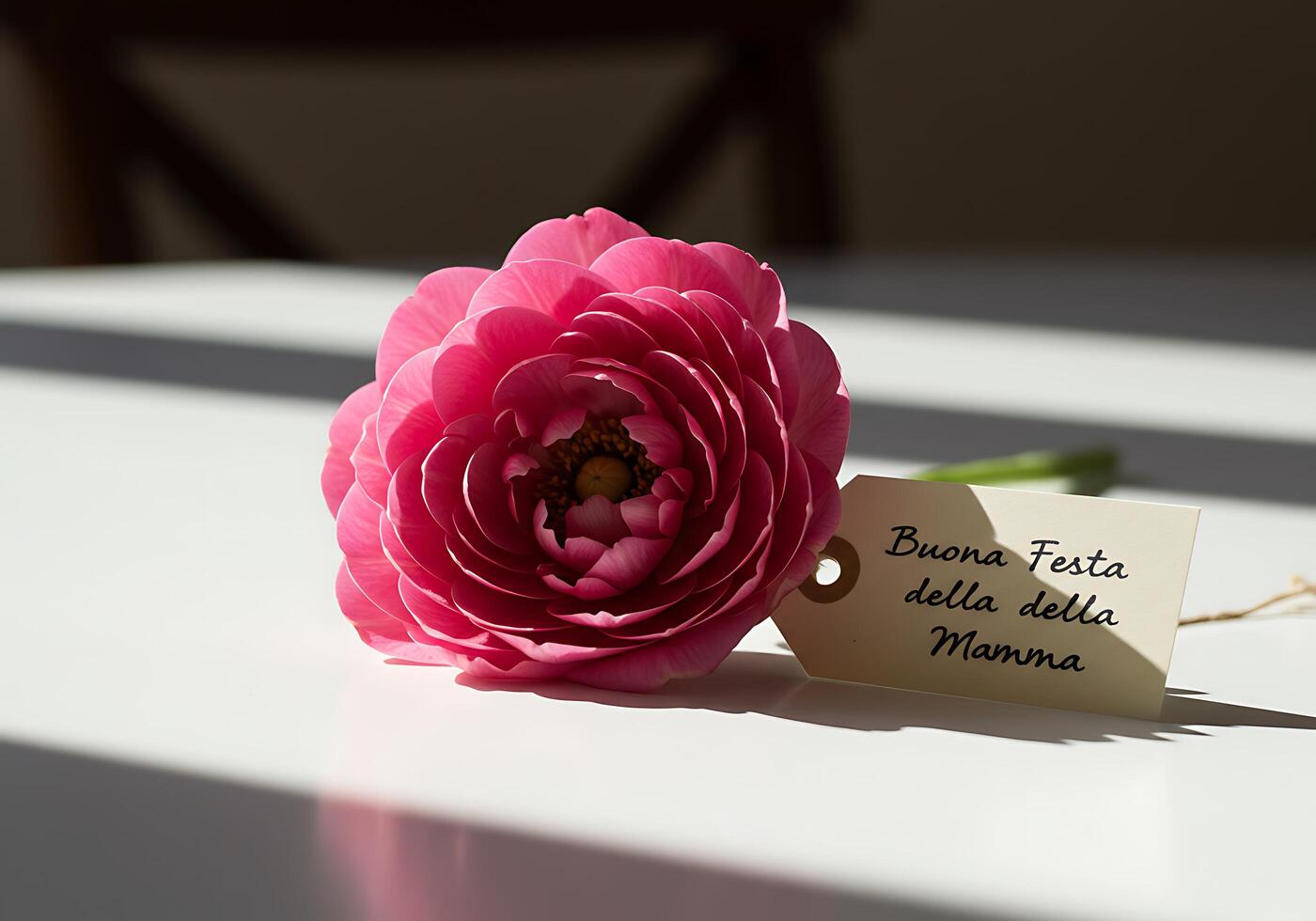 Pink Flower with Mother's Day Tag photo