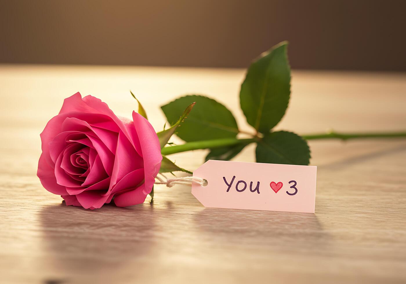 Pink Rose with Love Note photo