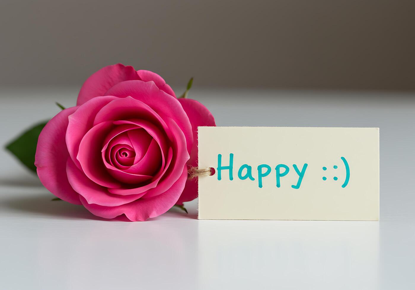 Pink Rose with Happy Tag photo