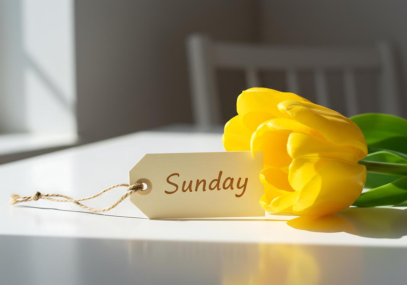 Yellow Tulip with Sunday Tag photo