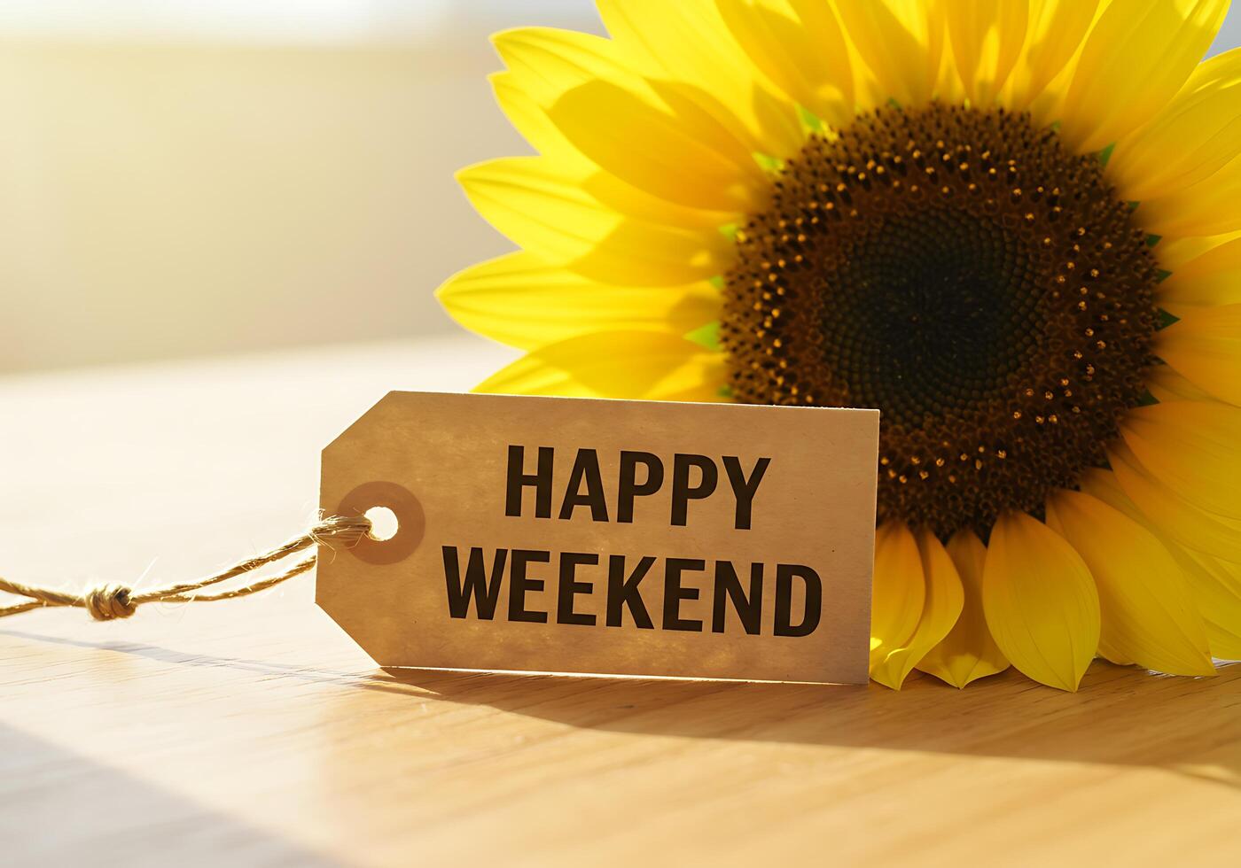 Sunflower and Happy Weekend Tag photo