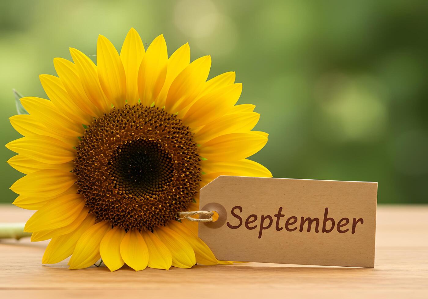 Sunflower with September Tag photo