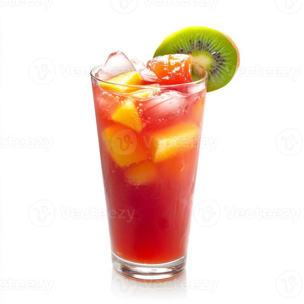 A close-up of a refreshing agua fresca, a light fruit drink made with fresh fruits, water, and a photo