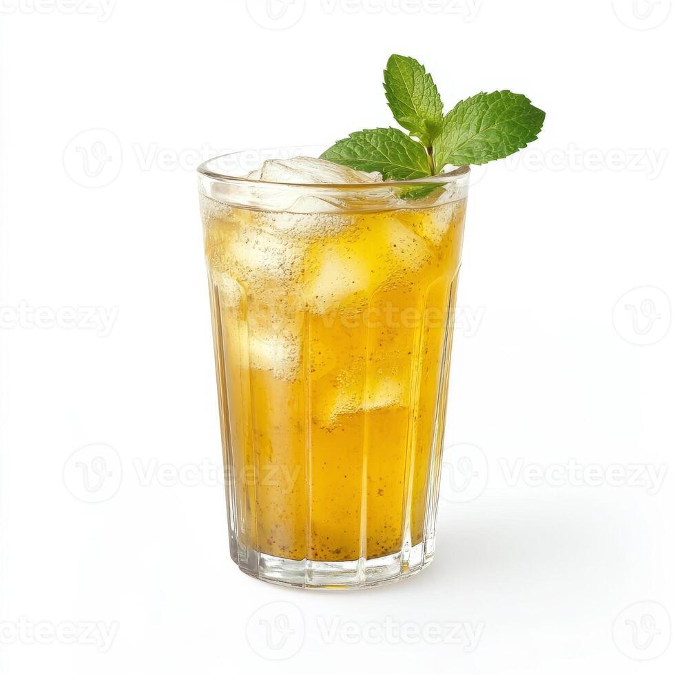 A glass of masala soda, with a refreshing blend of lemon, spices, and soda water, garnished with photo