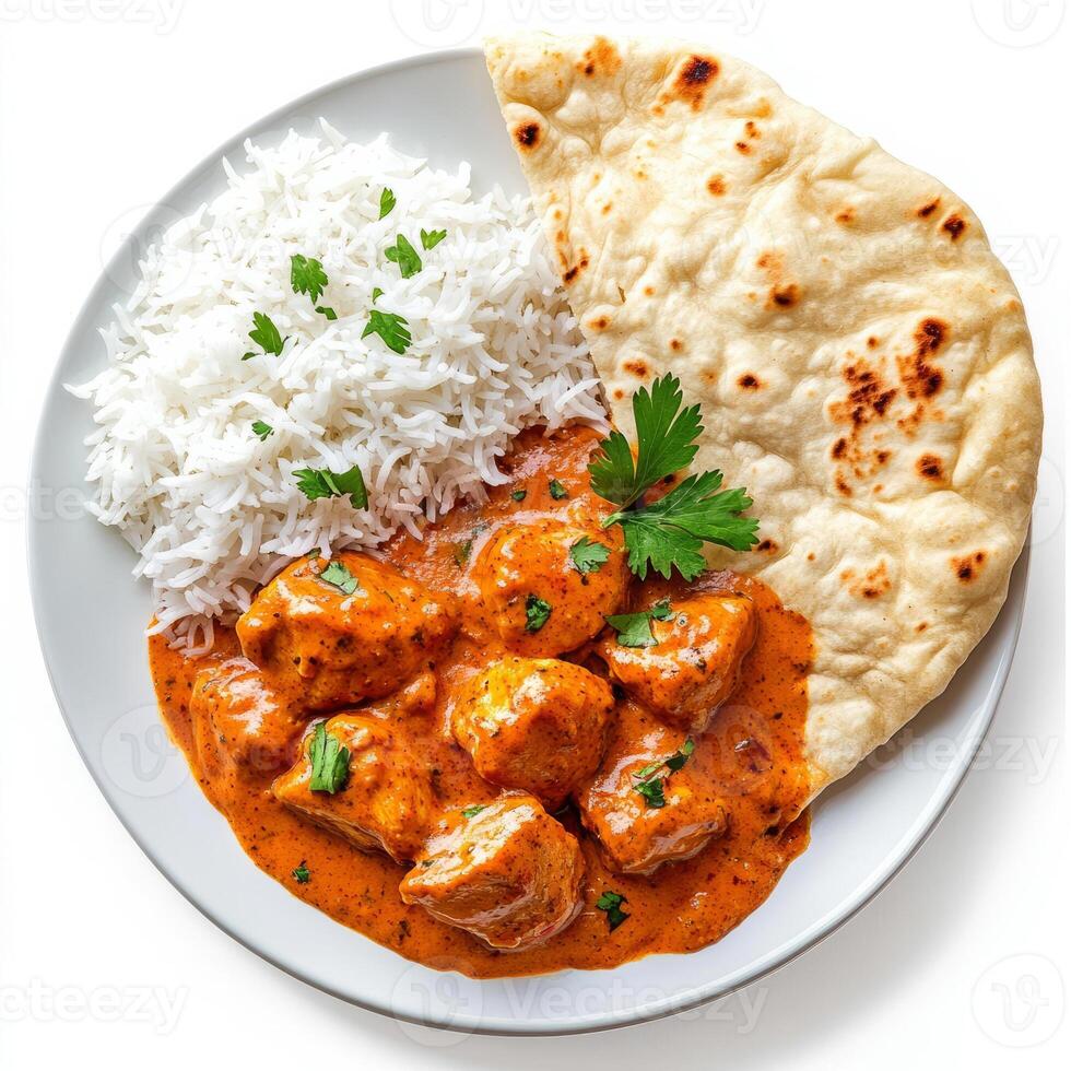 An image of a plate of chicken tikka masala, featuring tender chicken in a creamy tomato sauce, photo