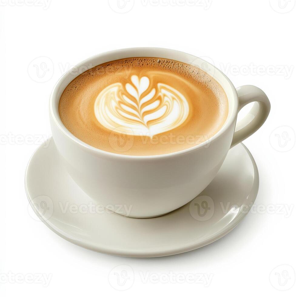 A freshly brewed cappuccino in a ceramic cup, topped with a delicate layer of frothed milk and an intricate latte art design. The rich aroma of espresso and creamy foam make it an inviting coffee photo