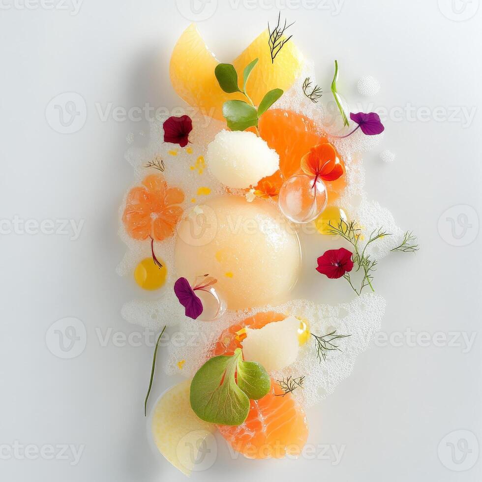 A white plate with a variety of food photo