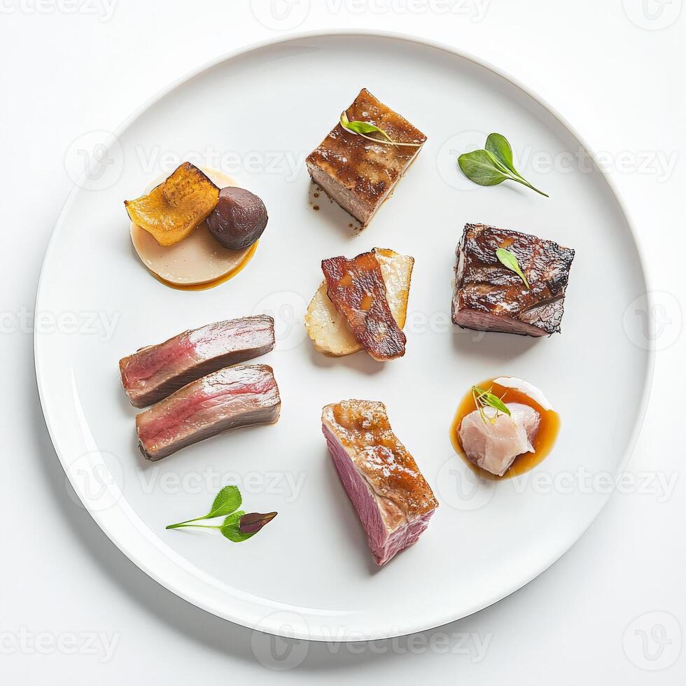A plate of food on a table photo