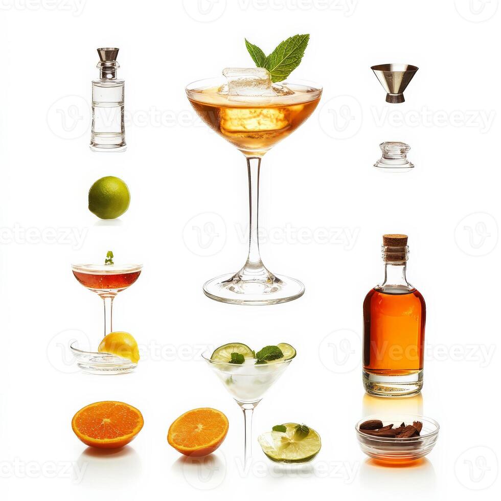 Various types of alcoholic drinks and drinks photo
