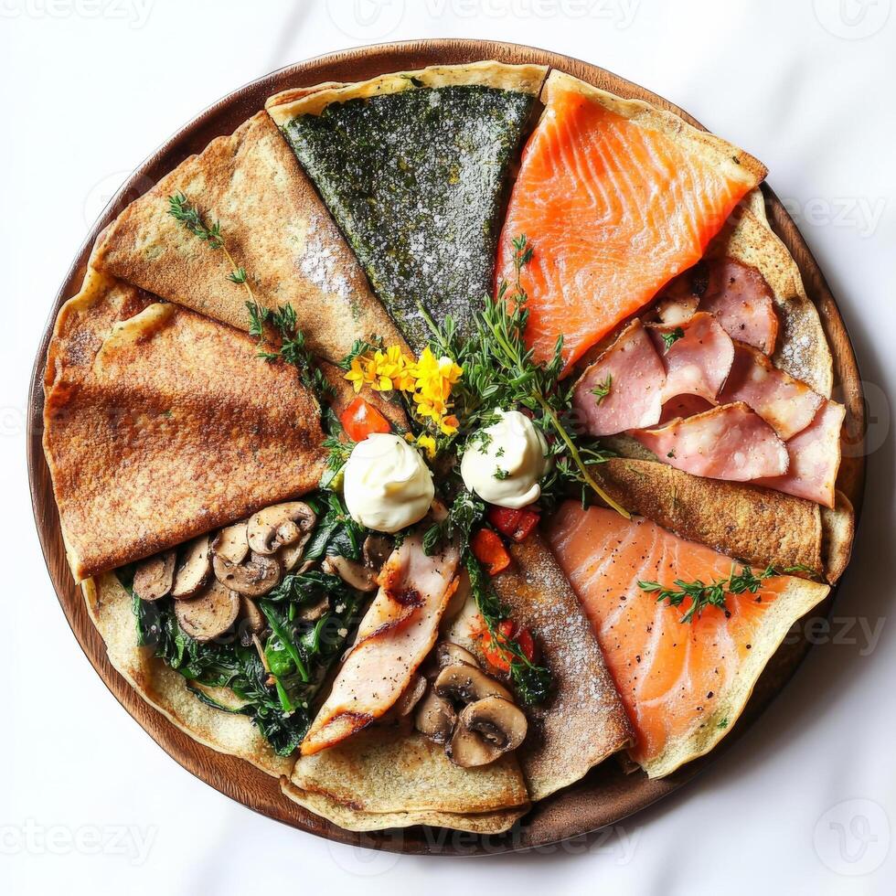 A plate of food with different types of food photo